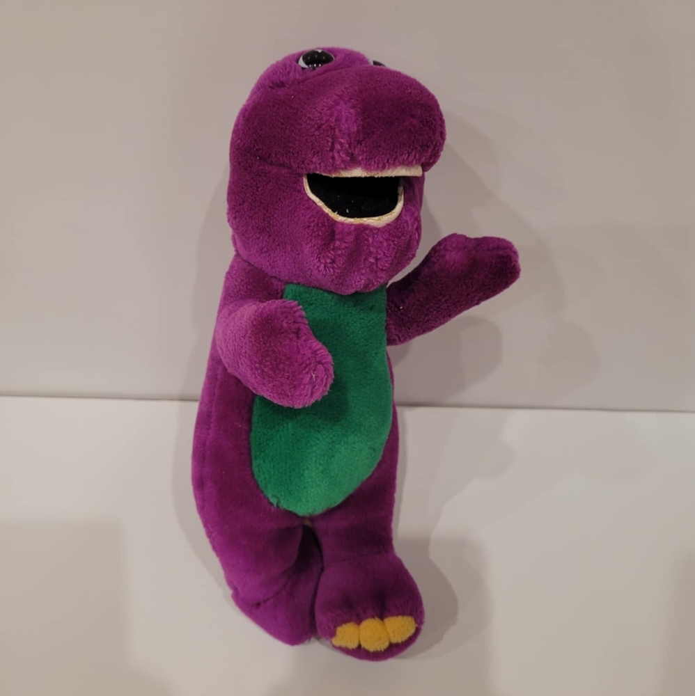 Vintage 1992 Barney the Purple Dinosaur Open Mouth Stuffed Toy Plush 10"